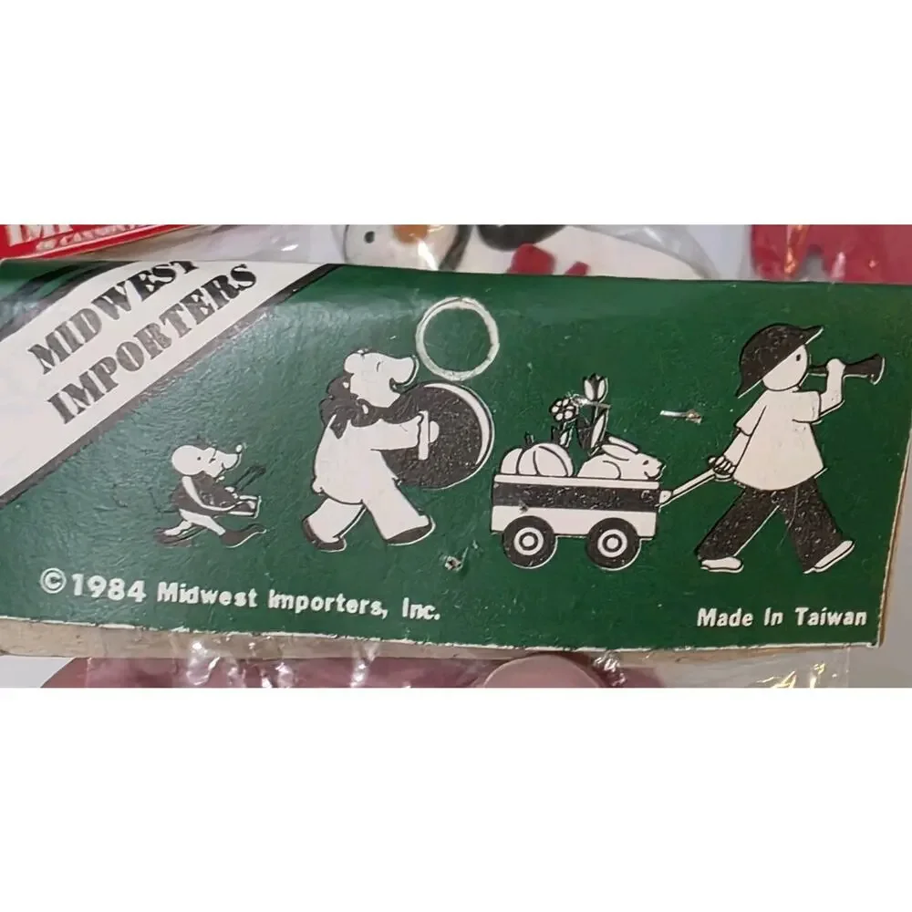 New - Set Of 11 - Vintage 1980's Midwest Importers Wood Penguin Ornaments 2